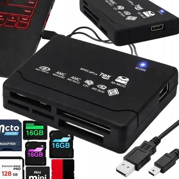 Čtečka paměťových karet ČTEČKA PAMĚŤOVÝCH KARET USB PRO KARTY MICRO SD MMC M2 SDHC CF SM + KABEL
