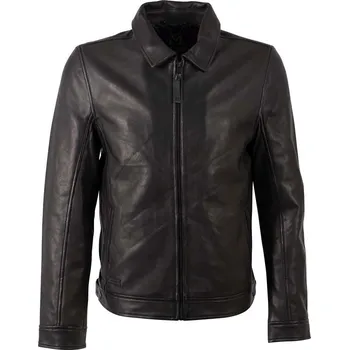 Pánská casual bunda Černá pánská kožená bunda MSMTammio Velikost XXXL