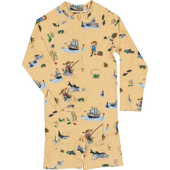 Kojenecký overall Dětský UV overal s dlouhým rukávem Geggamoja - barva žlutá Pippi Velikost: 74/80