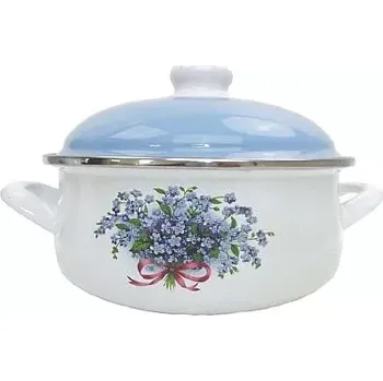 Hrnec Smaltovaný kastrol s poklicí EmaLion Alice – Pomněnky, objem 4,5 l