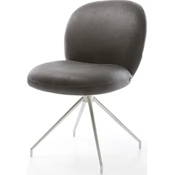 Jídelní židle DELIFE Jídelní židle Nube-Flex mikrovlákno antracitová vintage křížová podnož zúžená nerezová ocel 180° otočná taštičkové pružiny