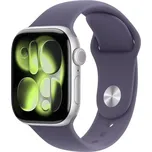 Apple Watch Series 11 GPS 42mm Stříbrný hliník s mlžně fialovým sportovním řemínkem - S/M