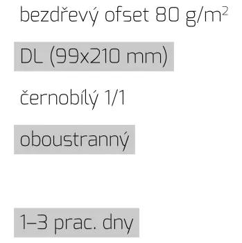 Leták DL 1/1 bezdřevý ofset 80 g/m2 LT-DL-1/1-80-BO Nižší cena pro více kusů!