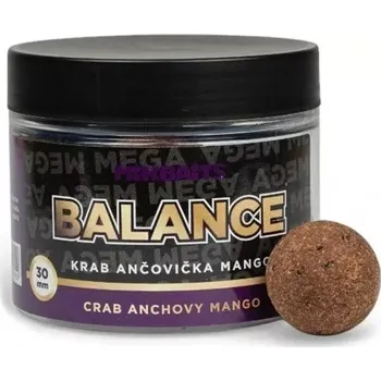 Návnadová surovina MIKBAITS - Vyvážené boilie Mega Balance 30 mm 300 ml Krab ančovička mango