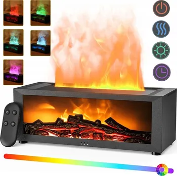 Zvlhčovač vzduchu Zvlhčovač vzduchu s efektem krbu, difuzér, 7 barev RGB - černý