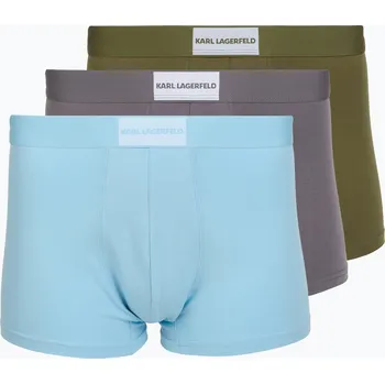 Pánské oblečení Pánské boxerky KARL LAGERFELD Essential Logo Trunk 3 páry olive/clear sky/excalibur
