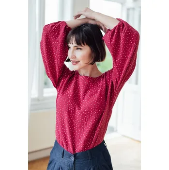 Dámská halenka Mušelínová halenka Coco malinová s puntíky Velikost: M