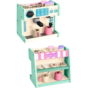 Dětská vědecká sada Ricokids 785100 Dřevěná kavárna a cukrárna s kávovarem, mátová