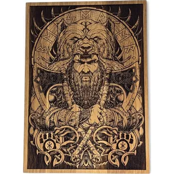 Kadlus BERSERKER, válečník Viking, nástěnná dekorace, dřevo 32x46cm