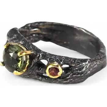 Prsten Kanevsky PERSEA, luxusní stříbrný prsten, vltavín Ag 925/1000