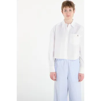 Pánská košile Košile Calvin Klein Jeans Cotton Poplin Cropped Shirt White L