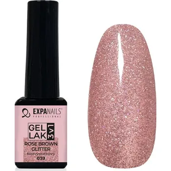 Lak na nehty UV/LED Gel lak 3v1 - Rose Brown glitter 5 ml