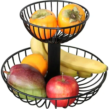 Dóza na potraviny Zeller Present Stojan na ovoce, 2 mísy, kovový, černý FONTANA