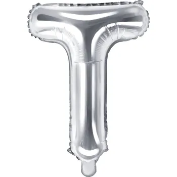 Balónek Fóliový balón písmeno T stříbrný 35 cm na party