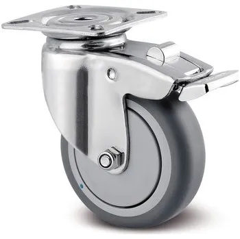 Pojezdové kolečko TENTE KOLEČKA Kolečko z nerezové oceli 75mm, s brzdou, plotýnka, 7477PJC075P40