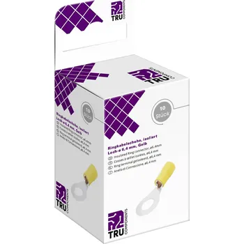 Kabelové oko TRU COMPONENTS T2010C295 kulaté kabelové oko Průřez (max.)=6.0 mm² Ø otvoru=6.4 mm částečná izolace žlutá 10 ks