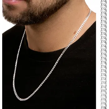 Řetízek CELÝ STŘÍBRNÝ ŘETÍZEK PÁNSKÝ PANCR 60 cm KLASICKÝ ITALSKÝ 8g STŘÍBRO 925