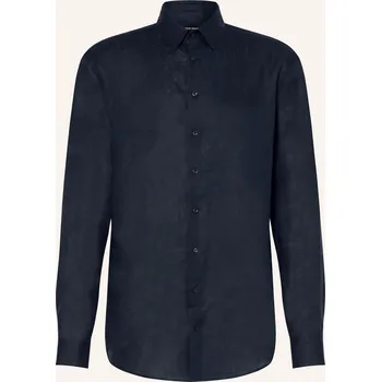 Pánské oblečení Giorgio Armani Pánská Lněná Košile Regular Fit, tmavě modrá, 40
