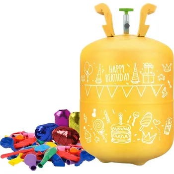 Helium do balónku Ricokids 799100 Láhev s héliem 0,42 m³ s balónky a stuhou, žlutá
