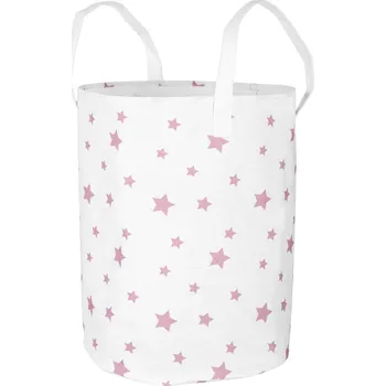 Dětsný nábytek Nukido 740225 Koš na hračky - bílý s hvězdičkami