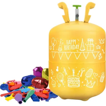 Helium do balónku Ricokids 799000 Heliová láhev 0,20 m3 s balónky a stuhou, žlutá