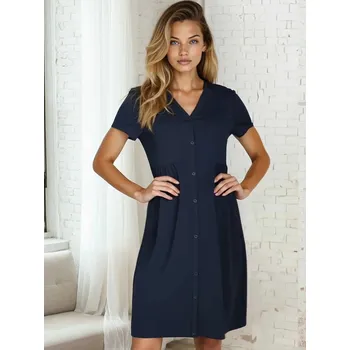 Těhotenské noční prádlo Těhotenská a kojicí košile Mili - tmavě modrá, bavlněná Velikost: S