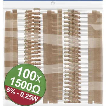 Rezistor Quadrios 22P070 22P070 sada uhlíkových rezistorů 1.5 kΩ axiální 0.25 W 5 procent 1 sada