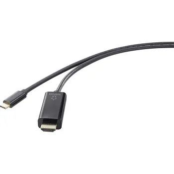 Audio kabel Renkforce USB-C® / HDMI kabelový adaptér USB-C ® zástrčka, Zástrčka HDMI-A 3.00 m černá UHD 4K -at- 60 Hz RF-4531594 Kabel pro displeje USB-C®