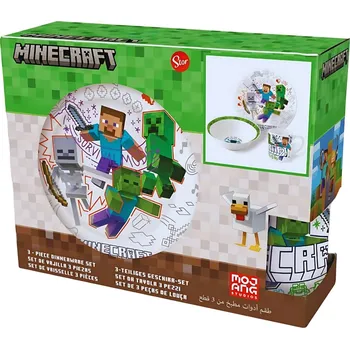 dětská jídelní sada 3 - DÍLNÁ KERAMICKÁ SOUPRAVA MINECRAFT Velikost: uni