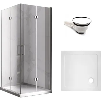 BPS-koupelny Čtvercový sprchový kout HYD-SK08C 90x90 chrom/transparent + vanička HYD-SSV-ST02B bílá