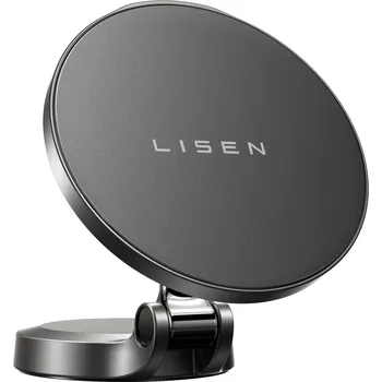 Lisen - držák do auta s bezdrátovým nabíjením (YL0223090006) - magnetický, na palubní desku, univerzální, elegantní, 15W - černý