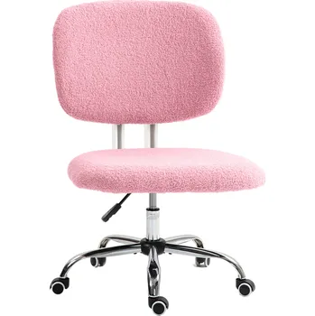 Kancelářská židle Vinsetto ergonomická kancelářská židle výškově nastavitelná bez područek otočná židle sametově růžová pro domácí kancelář a hraní her | Aosom.de