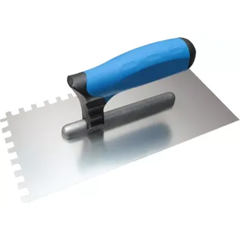 Zednické hladítko Hladítko nerezové zubové softgrip | 270x130 mm, zub 4x4 mm