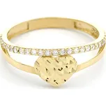 Zlatý prsten srdce se zirkony 1,45g