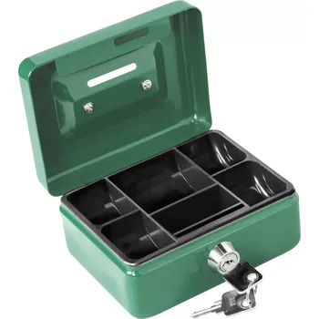 Příruční pokladna BEZ PŘIHRÁDKY NA MINCE schránka na peníze přenosná, 125×95×55mm