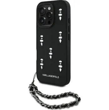 Pouzdro na mobilní telefon Karl Lagerfeld Saffiano pouzdro iPhone 16 Pro Max krystaly a přívěsek