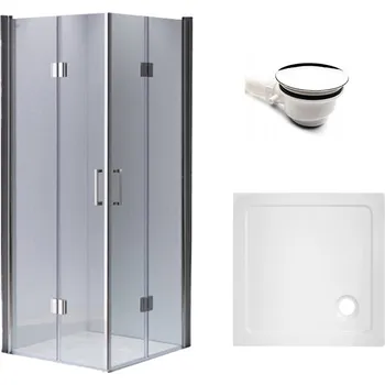 BPS-koupelny Čtvercový sprchový kout HYD-SK1290B 90x90 chrom/transparent + vanička HYD-SSV-ST02B bílá