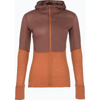 Dámské oblečení Dámská trekingová mikina Icebreaker Merino 200 Realfleece Descender Zip Hoodie dusty clay