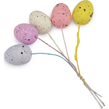 Velikonoční dekorace Velikonoční mini vajíčka na drátku 5 ks Varianta: mix, Balení: 1 svaz.