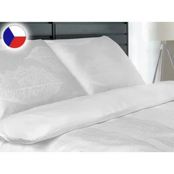 Povlečení Damaškové povlečení EXCELLENT 70x90, 140x220 ORNELLA Amélia listy elegant bílé