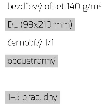 Leták DL 1/1 bezdřevý ofset 140 g/m2 LT-DL-1/1-140-BO Nižší cena pro více kusů!