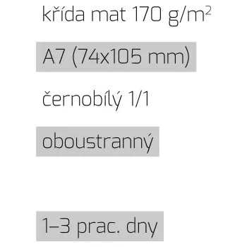 Leták A7 1/1 křída mat 170 g/m2 LT-A7-1/1-170-K Nižší cena pro více kusů!