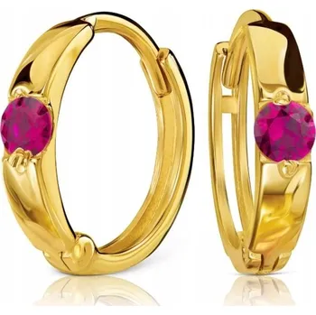 Náušnice NÁUŠNICE Zlaté ke Komuni 585 s Rubíny a ZIRKONY Zapínání na patent, Ideální jako DÁREK