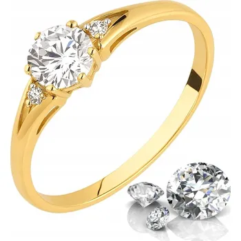 Prsten Prstýnek zlatý Ergold 585 se zirkonem velikost 16 / 17,67 mm leštěný