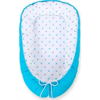 Hnízdečko pro miminko Oboustranné hnízdečko pro miminko, ohrádka zavinovačka Premium BOBONO - hvězdičky šedo-tyrkysové