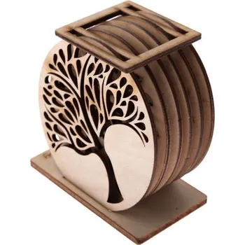 Podtácek Podtácek d cm, 6ks, stojan, dekor STROM, dřevo Rychlá expedice, doprava Zdarma od 899,-