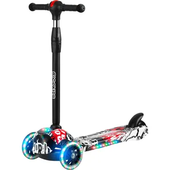 Dětské kolo Ricokids 765010 Tříkolová koloběžka Piko LED, černá s bíločervenými vzory