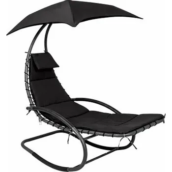 Zahradní lehátko Houpací lehátko se stříškou LIVING GARDEN Keros, černé - B LIVING&GARDEN