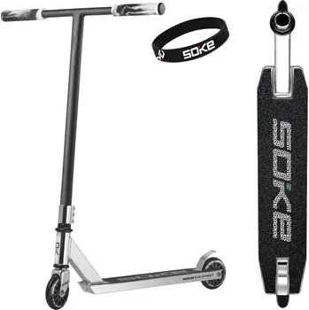 Koloběžka SOKE 1616 Freestylová koloběžka EVO STREET stříbrná
