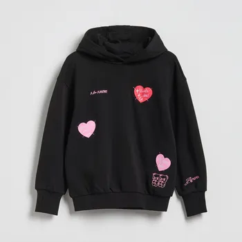 Dívčí oblečení Reserved - Mikina s aplikací - černý - 961HV-99X - 961HV-99X-U13